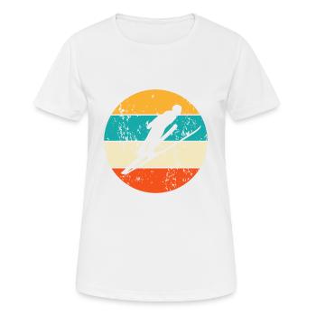 Vintage Retro Skispringer Skispringen - Frauen T-Shirt atmungsaktiv - Weiß - Vorne - AI Model Female 172 dark (172cm)