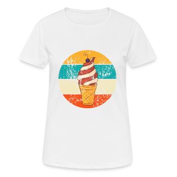 Vintage Retro Softeis Waffeleis - Frauen T-Shirt atmungsaktiv - Weiß - Vorne - AI Model Female 172 dark (172cm)