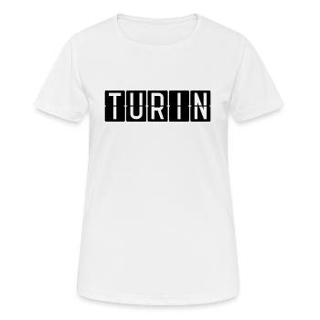 Turin Flughafentafel - Frauen T-Shirt atmungsaktiv - Weiß - Vorne - AI Model Female 172 dark (172cm)
