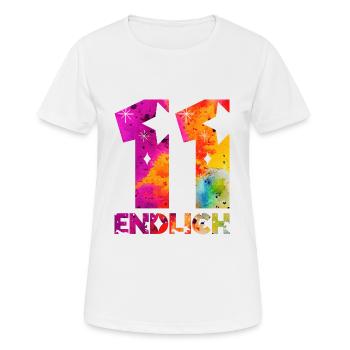 ENDLICH 11 EINHORN 11. GEBURTSTAG - Frauen T-Shirt atmungsaktiv - Weiß - Vorne - AI Model Female 172 dark (172cm)
