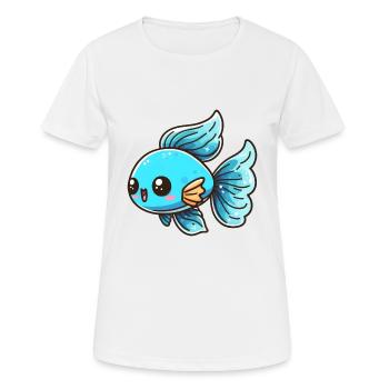 Fisch Blau Aquarium Zierfisch Süß- und Salzwasser - Frauen T-Shirt atmungsaktiv - Weiß - Vorne - AI Model Female 172 dark (172cm)