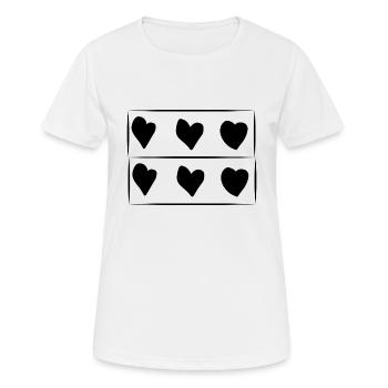Motif rectangle de six cœurs - T-shirt respirant Femme - blanc - Devant - AI Model Female 172 dark (172cm)