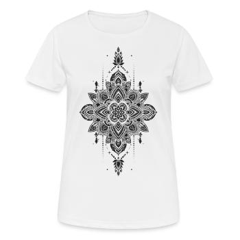 Mandala schwarz - Frauen T-Shirt atmungsaktiv - Weiß - Vorne - AI Model Female 172 dark (172cm)