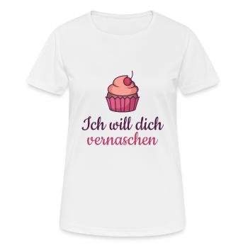 Valentinstag Ich will dich vernaschen Liebe Muffin - Frauen T-Shirt atmungsaktiv - Weiß - Vorne - AI Model Female 172 dark (172cm)