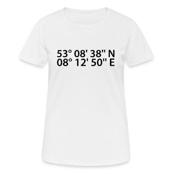 Coordonnées d’Oldenburg - T-shirt respirant Femme - blanc - Devant - AI Model Female 172 dark (172cm)
