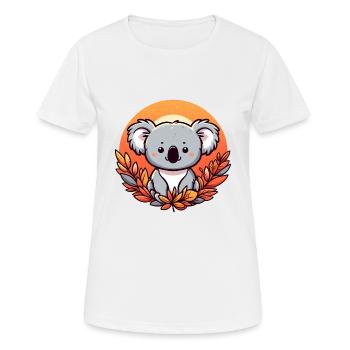 Koala im Herbst Bunte Blätter Laub - Frauen T-Shirt atmungsaktiv - Weiß - Vorne - AI Model Female 172 dark (172cm)