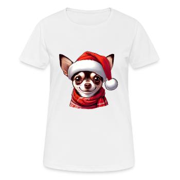 Chihuahua portant un chapeau de Père Noël - T-shirt respirant Femme - blanc - Devant - AI Model Female 172 dark (172cm)