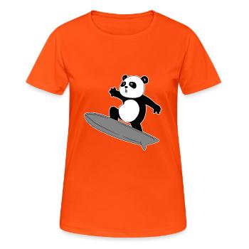 Panda Surfer - Frauen T-Shirt atmungsaktiv - Neonorange - Vorne - AI Model Female 172 dark (172cm)