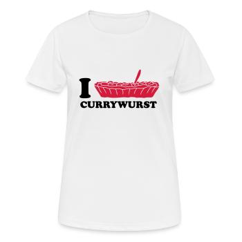 I Love Currywurst - Frauen T-Shirt atmungsaktiv - Weiß - Vorne - AI Model Female 172 dark (172cm)