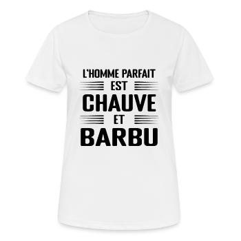Barbu Chauve Homme Parfait Humour Cadeau - T-shirt respirant Femme - blanc - Devant - AI Model Female 172 dark (172cm)