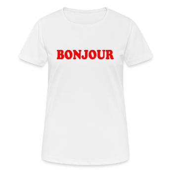 Bonjour - T-shirt respirant Femme - blanc - Devant - AI Model Female 172 dark (172cm)