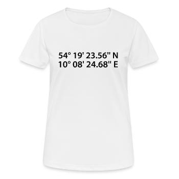 Coordonnées de Kiel - T-shirt respirant Femme - blanc - Devant - AI Model Female 172 dark (172cm)