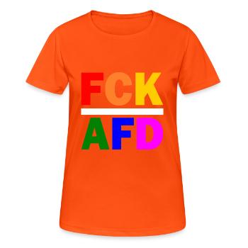 Fck afd - Frauen T-Shirt atmungsaktiv - Neonorange - Vorne - AI Model Female 172 dark (172cm)