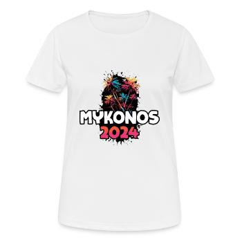 Mykonos 2024 Voyage de vacances coloré - T-shirt respirant Femme - blanc - Devant - AI Model Female 172 dark (172cm)