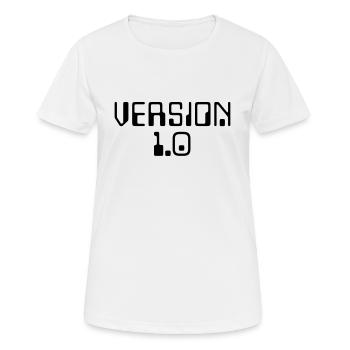 Version 1.0 - Frauen T-Shirt atmungsaktiv - Weiß - Vorne - AI Model Female 172 dark (172cm)