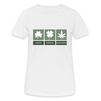 Cannabis Cannabis Leaf Fumer de l’herbe à mâcher Dicton - T-shirt respirant Femme - blanc - Devant - AI Model Female 172 dark (172cm)