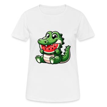 Crocodile With Watermelon Fruity Cute - Women's Breathable T-Shirt - white - Front - AI Model Female 172 dark (172cm)