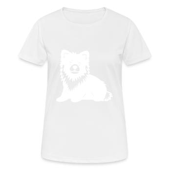 Zwergspitz Hund Silhouette Pomeranian - Frauen T-Shirt atmungsaktiv - Weiß - Vorne - AI Model Female 172 dark (172cm)
