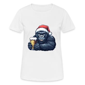 Bière de Noël Gorilla - T-shirt respirant Femme - blanc - Devant - AI Model Female 172 dark (172cm)