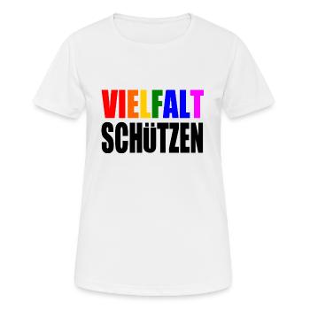 vielfalt schützen - Frauen T-Shirt atmungsaktiv - Weiß - Vorne - AI Model Female 172 dark (172cm)