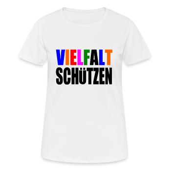 vielfalt schützen - Frauen T-Shirt atmungsaktiv - Weiß - Vorne - AI Model Female 172 dark (172cm)
