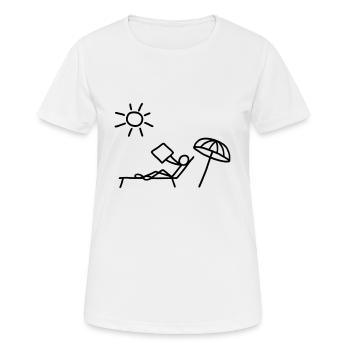 Sonnenbad & Zeitung lesen - Frauen T-Shirt atmungsaktiv - Weiß - Vorne - AI Model Female 172 dark (172cm)