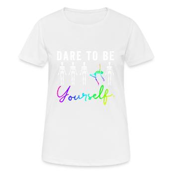 Drapeau arc-en-ciel I Défilé du mois de la fierté LGBT J’ose - T-shirt respirant Femme - blanc - Devant - AI Model Female 172 dark (172cm)