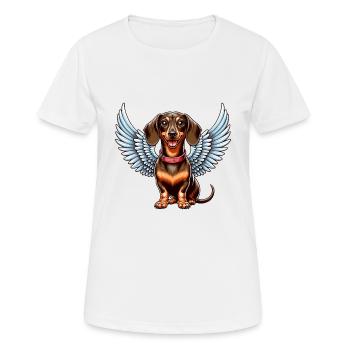 Mignon teckel ange maître et maîtresse - T-shirt respirant Femme - blanc - Devant - AI Model Female 172 dark (172cm)