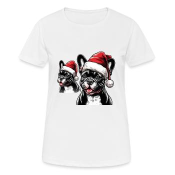 French Bulldog Santa Claus Gifts - Women's Breathable T-Shirt - white - Front - AI Model Female 172 dark (172cm)