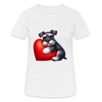 Schanuzer Valentinstag Zeichnung - Frauen T-Shirt atmungsaktiv - Weiß - Vorne - AI Model Female 172 dark (172cm)