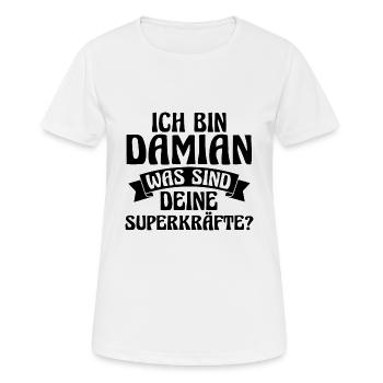 Vorname Damian - Frauen T-Shirt atmungsaktiv - Weiß - Vorne - AI Model Female 172 dark (172cm)