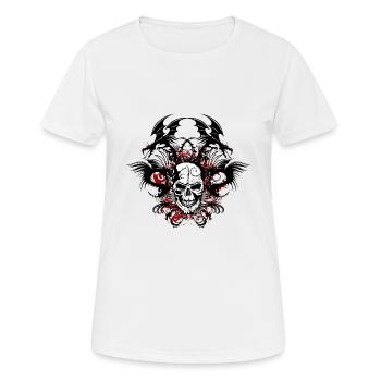 tete de mort dragon tribal crane - T-shirt respirant Femme - blanc - Devant - AI Model Female 172 dark (172cm)
