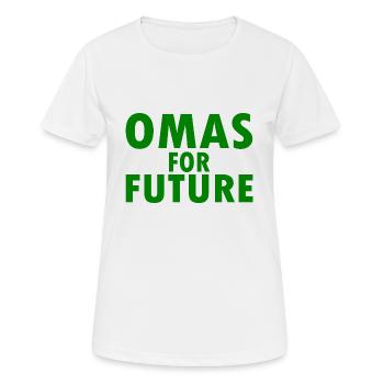 Omas for future - Frauen T-Shirt atmungsaktiv - Weiß - Vorne - AI Model Female 172 dark (172cm)