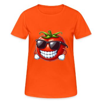 Cool Tomato Sunglasses Red Fruit Funny - Women's Breathable T-Shirt - neon orange - Front - AI Model Female 172 dark (172cm)