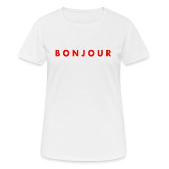 Bonjour - T-shirt respirant Femme - blanc - Devant - AI Model Female 172 dark (172cm)