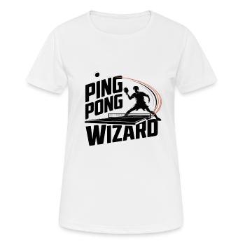 Ping Pong Wizard – Tischtennis Hobby - Frauen T-Shirt atmungsaktiv - Weiß - Vorne - AI Model Female 172 dark (172cm)