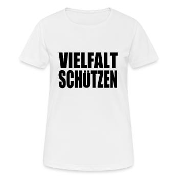 vielfalt schützen - Frauen T-Shirt atmungsaktiv - Weiß - Vorne - AI Model Female 172 dark (172cm)