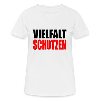vielfalt schützen - Frauen T-Shirt atmungsaktiv - Weiß - Vorne - AI Model Female 172 dark (172cm)