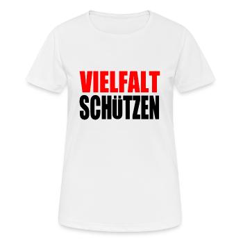 vielfalt schützen - Frauen T-Shirt atmungsaktiv - Weiß - Vorne - AI Model Female 172 dark (172cm)