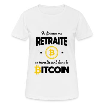 Finance ma retraite en investissant dans Bitcoin - T-shirt respirant Femme - blanc - Devant - AI Model Female 172 dark (172cm)