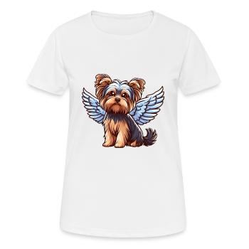 Mignon Yorkshire Terrier avec des ailes d’ange - T-shirt respirant Femme - blanc - Devant - AI Model Female 172 dark (172cm)