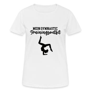 Turnerin Sportgymnastik Turnen Turnshirt Gymnastik - Frauen T-Shirt atmungsaktiv - Weiß - Vorne - AI Model Female 172 dark (172cm)