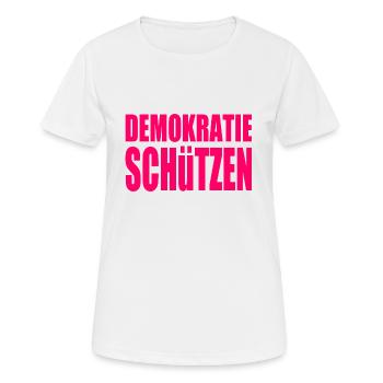 demokratie schützen - Frauen T-Shirt atmungsaktiv - Weiß - Vorne - AI Model Female 172 dark (172cm)