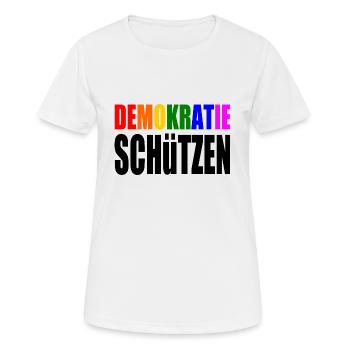 demokratie schützen - Frauen T-Shirt atmungsaktiv - Weiß - Vorne - AI Model Female 172 dark (172cm)