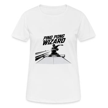 Ping Pong Wizard – Tischtennis Hobby - Frauen T-Shirt atmungsaktiv - Weiß - Vorne - AI Model Female 172 dark (172cm)