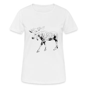 Elch Skizze - Frauen T-Shirt atmungsaktiv - Weiß - Vorne - AI Model Female 172 dark (172cm)