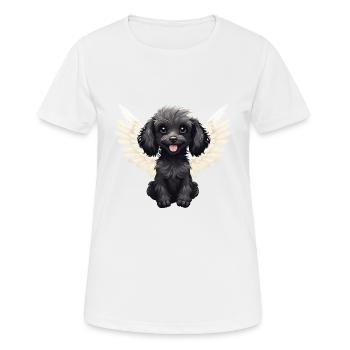 Caniche mignon en costume d’ange avec des ailes - T-shirt respirant Femme - blanc - Devant - AI Model Female 172 dark (172cm)