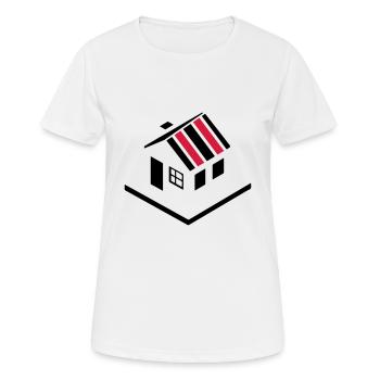 Haus Immobilie Symbol Logo - Frauen T-Shirt atmungsaktiv - Weiß - Vorne - AI Model Female 172 dark (172cm)