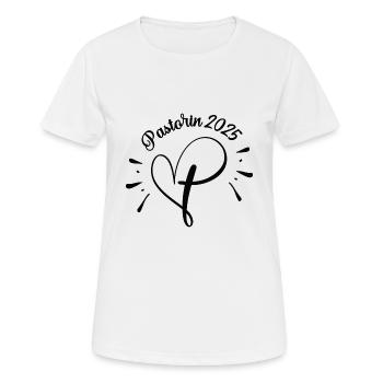 Pastorin Herz Christentum Kirche Frau Pastor 2025 - Frauen T-Shirt atmungsaktiv - Weiß - Vorne - AI Model Female 172 dark (172cm)