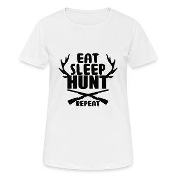 Eat sleep hunt repeat - Frauen T-Shirt atmungsaktiv - Weiß - Vorne - AI Model Female 172 dark (172cm)